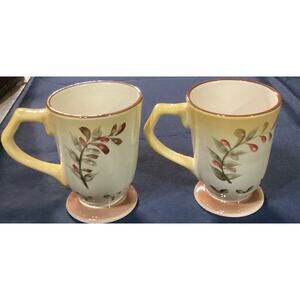 Set of 2 Better Homes & Gardens Tuscan Retreat Footed Coffee Mugs Cups